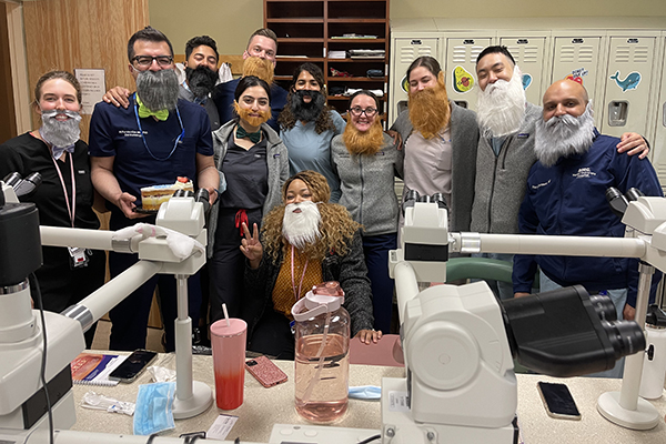 WSU Dermatology Residents wearing beards and bowties like Dr. Daveluy